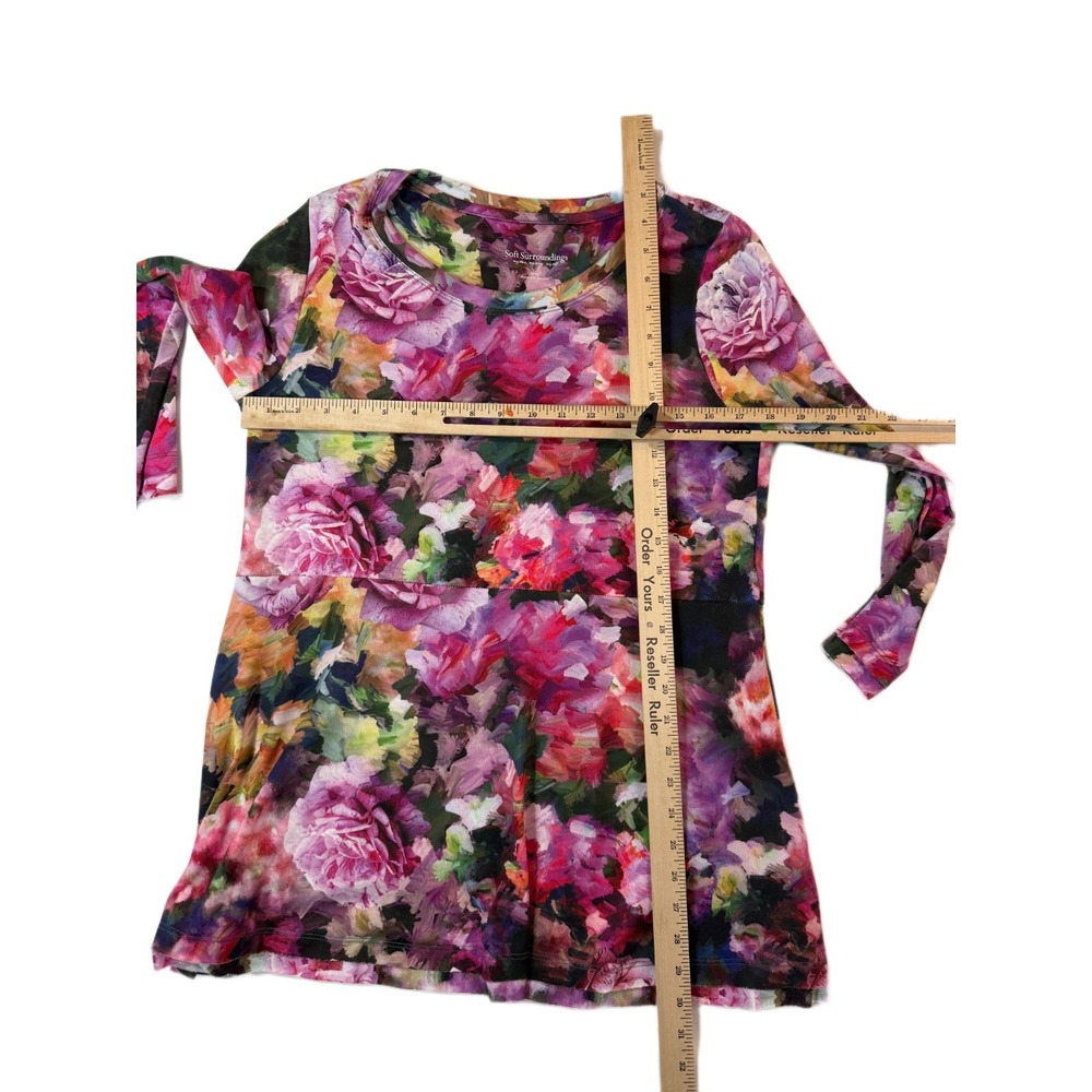 Soft Surroundings Tunic Top Womens SM Colorful Garden Floral Palm Beach Vibes - Picture 4 of 5